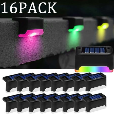 

Solar Deck Lights Outdoor 16 Pack Waterproof LED Solar Lights for Outdoor Decks Stairs Steps Fences Patio and Yard (Color Changing)
