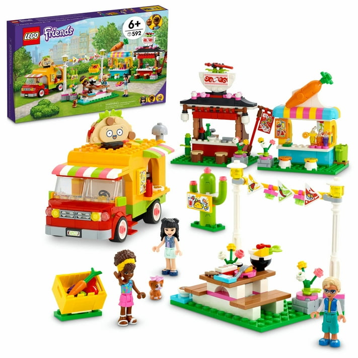 LEGO Friends Street Food Market 41701; New Food-Play Building Kit ...