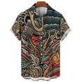 thumbnail image 2 of Camisa vintage japonesa con estampado 3D de samurái para hombre, camisa de manga corta de gran tamaño con solapa y botones, estilo callejero, 2 of 5