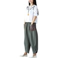 thumbnail image 2 of Mujeres de la vendimia de empalme étnico pantalones harén cintura elástica pantalones de pierna a MABOTO Pantalones Harem, 2 of 7