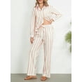 thumbnail image 6 of Rdhnmea Women’s 2 Piece Pajamas Set Long Sleeve Striped Print Button Down Shirt + Pants Set Loungewear Summer Outfits, 6 of 8