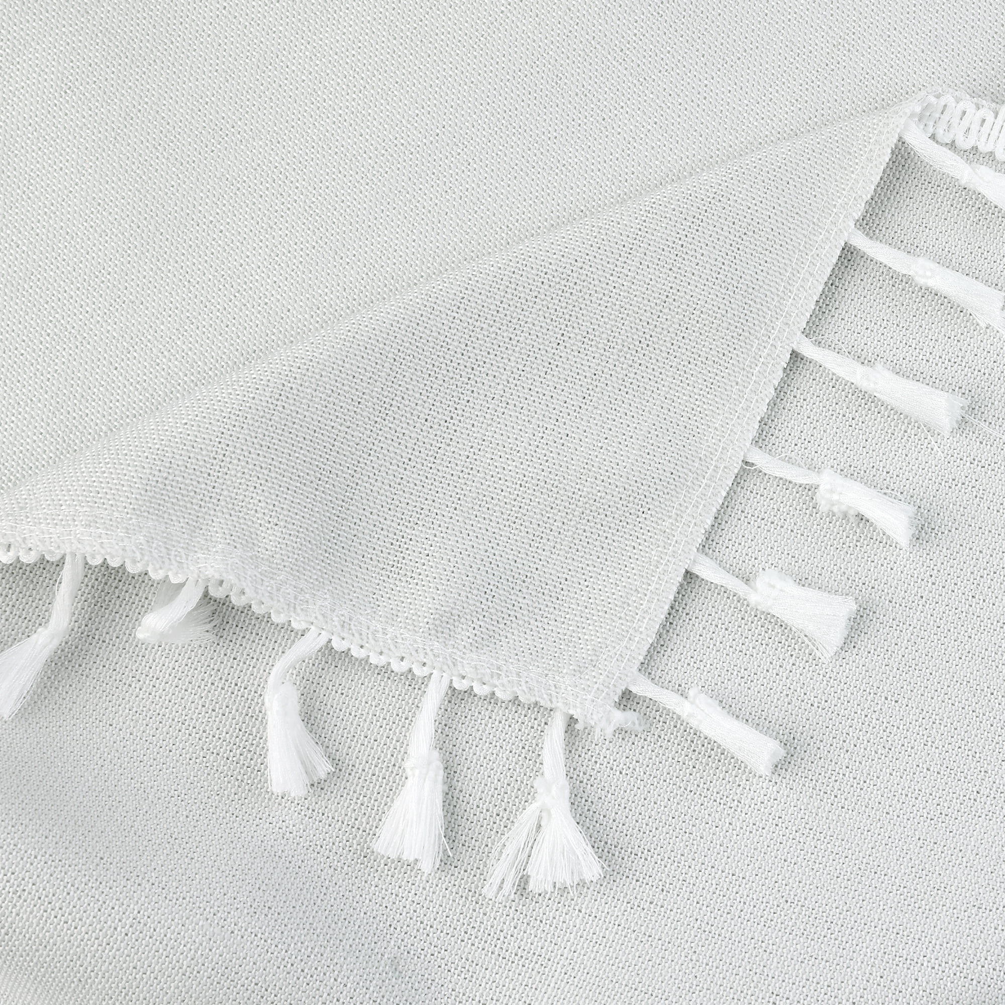 Unique Bargains Rustic Tablecloth Cotton Linen Waterproof Table Cover with Tassels, Grey 39"x63"