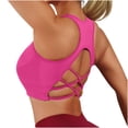 thumbnail image 5 of Womens Racerback Sports Bra with Removable Pads Cross Back Strappy Yoga Bra Medium Support Padded Athletic Workout Crop Top for Gym Running, 5 of 6