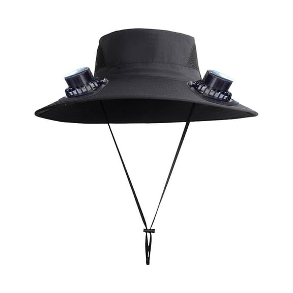 Wide Solar Fan Outdoor Fishing Hiking Camping Hat with 2 Fans 3 Speed Adjustable Fan Beach Sun Hat