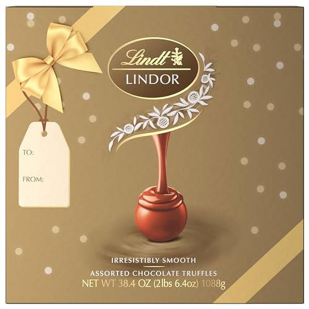Lindt LINDOR Assorted Chocolate Truffles 90 Count Gift Box, Chocolate Candy with Smooth, Melting Truffle Center, 38.4 oz. Box