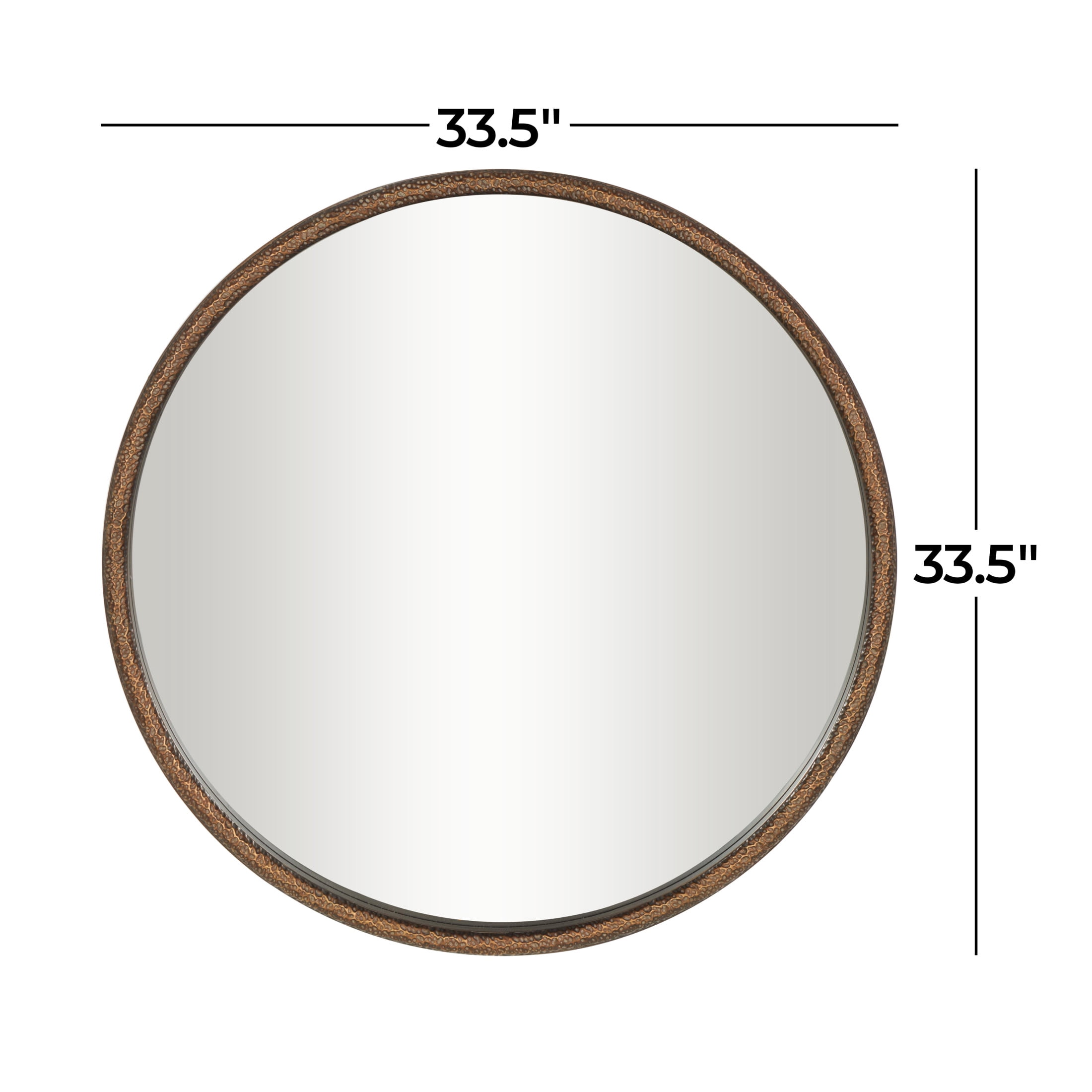DecMode 34" x 34" Copper Weathered Spotted Wall Mirror with Hammered Texture