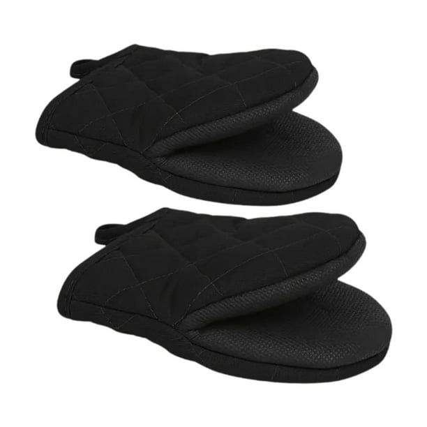 2 piezas de guantes de horno de mitadios de mini horno con bucle colgante horno lavable mitteno gadgets soporte para macetas para barbacoa de parrilla Negro