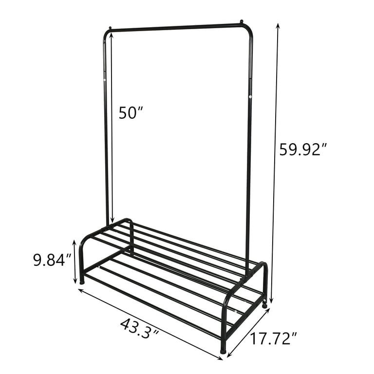 Weatley 24 1/4 Wide Oak Black 2-Bar Shelf Clothing Rack - #770K1