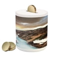 thumbnail image 1 of Yellowstone Piggy Bank, Canyon in Yellowstone Dramatic Sky Dark Clouds Setting Sun Landscape Scenic Photo, Ceramic Coin Bank Money Box for Cash Saving, 3.6" X 3.2", Brown, by Ambesonne, 1 of 4