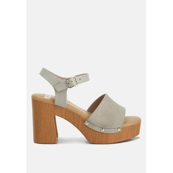Daniela Genuine Suede Leather High Block Sandals