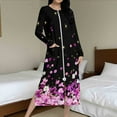 thumbnail image 2 of Aboser Lightweight Zip Front Robes for Women Elegant Floral Printed Bathrobe Long Sleeve Full Length Housecoat Soft Loungewear Nightgown with Two Side Pockets Sleepwear, 2 of 9