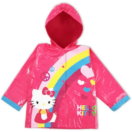 Sanrio Hello Kitty pink rain slicker with hood.