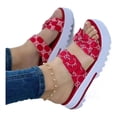 thumbnail image 1 of EU40 = MX6 = MX25 = Foot length 25cmRojoSandalias Con Plataforma Y Lazo Con Estampado De Palabras 20 esquí esquí Gafas de esquí, 1 of 3