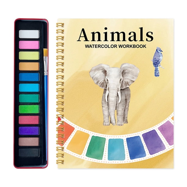 Cuaderno de acuarela, guía de pintura paso a paso, juego de acuarela, libro para colorear con acuarela inspirado en la naturaleza