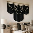 thumbnail image 3 of Macrame Wall Hanging Black Yarn Tapestry Home Decor Large Fiber Wall Art Living Room Bedroom Home Wall Decor 57" W x 43" L, 3 of 7