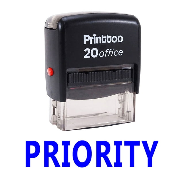 Printtoo Timbre en Caoutchouc Auto-Encre Priorité Timbre de Bureau-Bleu