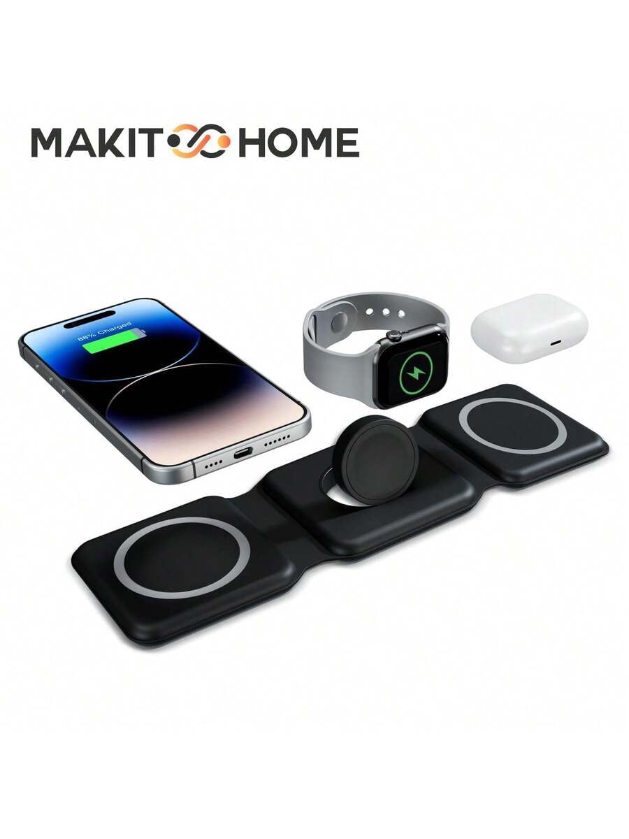 3-in-1 Foldable Magnetic Wireless Charger for iPhone 12-16, AirPods 3/Pro, Apple Watch 1-8, Fast Charging Station for Travel, Gifts for Family Friends