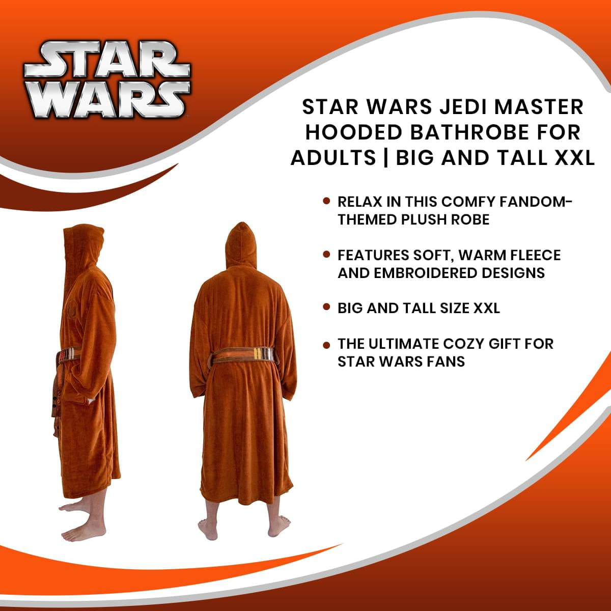 Star Wars Bathrobe - Jedi Empire Fleece Mens Robe Dressing Gown Slippers
