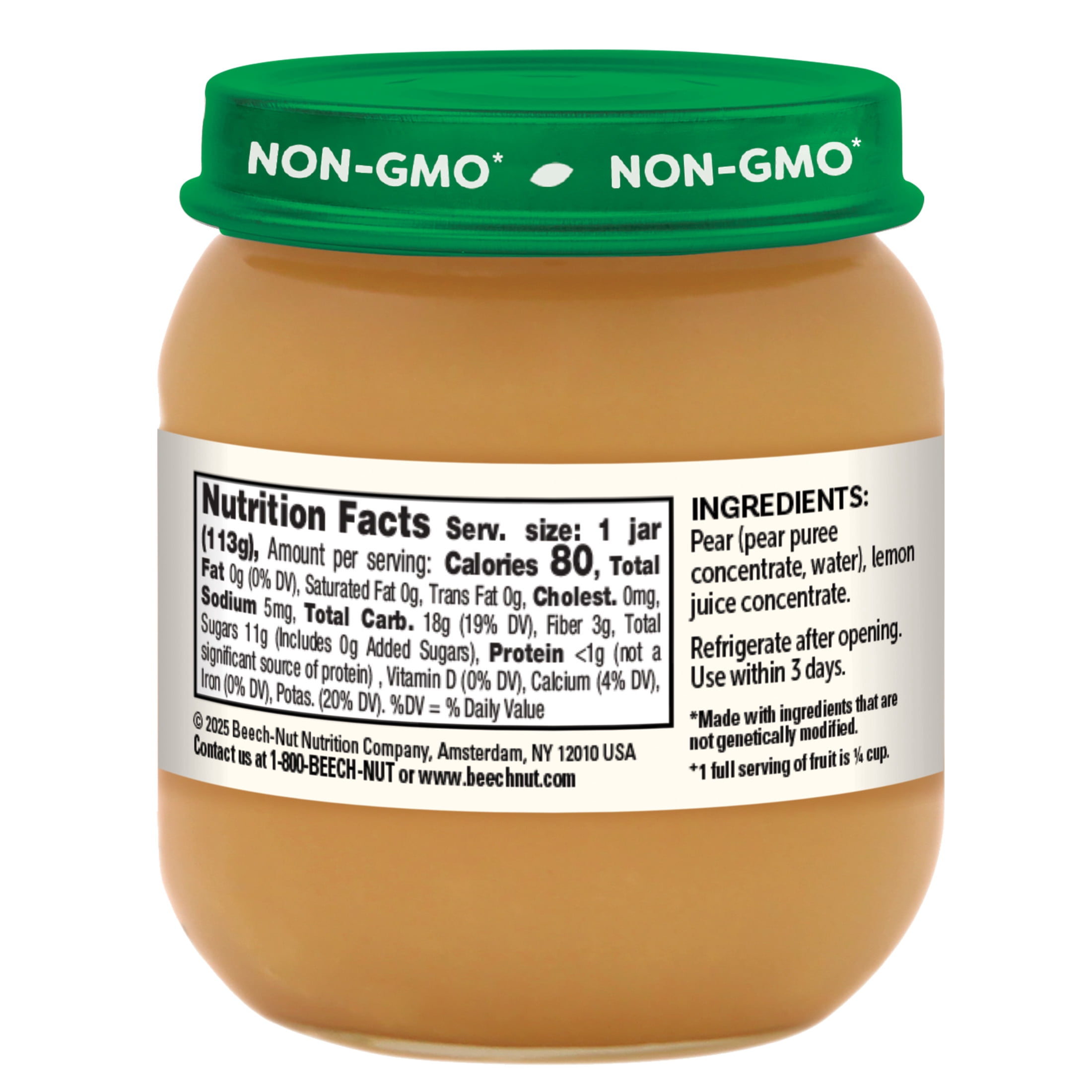 (12 pack) Beech-Nut Stage 2 Baby Food, Pear, 4 oz Jar