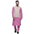 thumbnail image 1 of Atasi Solid Kurta Pajama & Printed Nehru Jacket Set For Mens Party Wear, 1 of 3