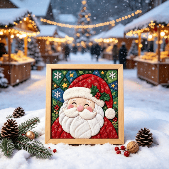 DIY Christmas No-Sew Fabric Art Kit, Layered Textile Craft with Pre-Cut Shapes