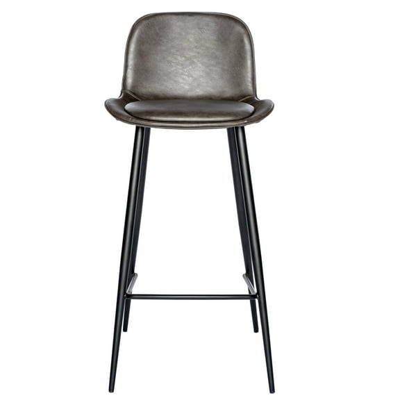 Euro Style - Leather Mirabelle Bar Stool (QTY 2) - Dark Grey (30524DKGRY)