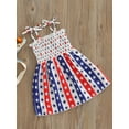 thumbnail image 4 of Toddler Baby Girl 4th of July Dress  18M 2M 3Y 4Y 5Y 6Y Sleeveless Smocked Stars and Stripes Spaghetti Strap Dress Summer Clothes, 4 of 10