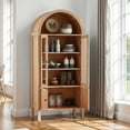 thumbnail image 3 of DEXTRUS LED Arched Storage Display Cabinet with Glass Doors, Kitchen Pantry Cabinet,Natural, 3 of 11