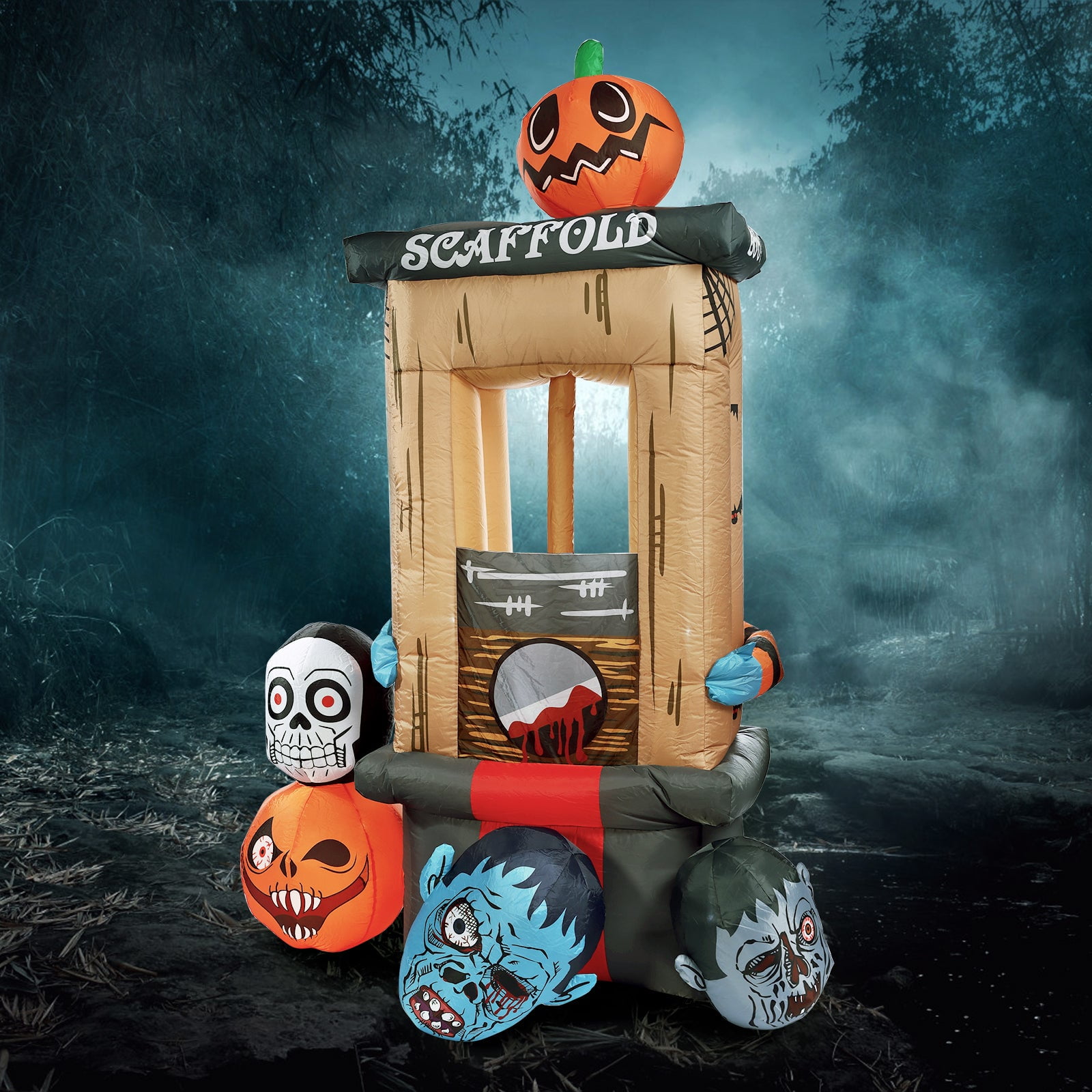 WBHome 8 Ft Halloween Inflatable Guillotine Outdoor Decorations, Giant Blow Up Yard Decor with