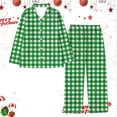 thumbnail image 6 of JAJAHO Mens Pajamas Set Matching Sleepwear Cozy Plaid Long Sleeve Button Up Lapel Shirt Loose Fit Pants Nightwear 2 Piece Outfits Trendy Home Clothes, 6 of 7