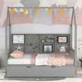 thumbnail image 3 of Bellemave Full House Bed with Trundle and Storage Shelves, Playhouse Bed Frame, Montessori  Bed (Gray), 3 of 12