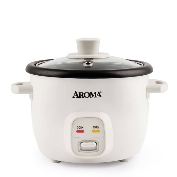 4 Cup Pot Style Rice Cooker White: Nonstick, Stay-Cool Handles, 1 Setting, 250W, Includes Glass Lid & Manual