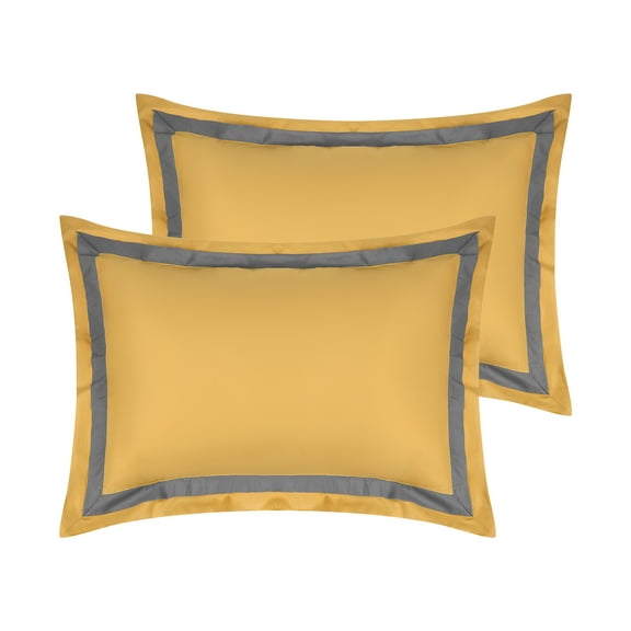 Unique Bargains Polyester Wrinkle Resistant Pillow Shams Set of 2 with Envelope Closure Queen Yellow