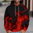 thumbnail image 2 of Miluxas Mens Hoodies Big and Tall Drawstring Causal Long Sleeve 3D Flame Print Graphic Pullover Crewneck Sweatshirts Red, 2 of 5