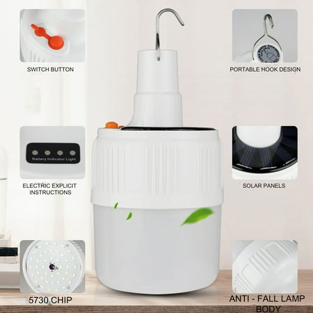 

Joernso V50 Household Solar Rechargeable Light LED Outdoor Camping Lamp Lighting Bulb
