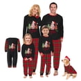 thumbnail image 1 of Pijamas navideños familiares a juego: camiseta de manga larga con estampado de árbol de Navidad y pantalón a cuadros., 1 of 9