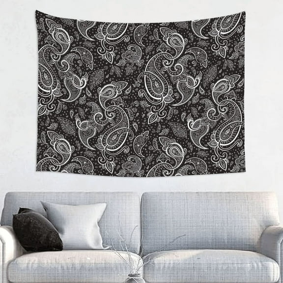 Black Paisley Tapestry, Wall Tapestry Tapestry Wall Hanging, Tapestry Aesthetics for Bedroom Living Room College Dorm Decor, One Piece Tapestry(29" x 37")