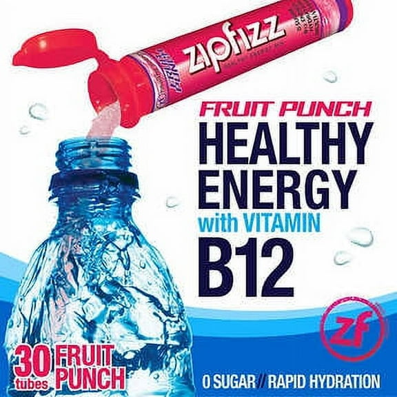 Zipfizz Healthy Energy Drink Mix, 30 Tubes Fruit Punch