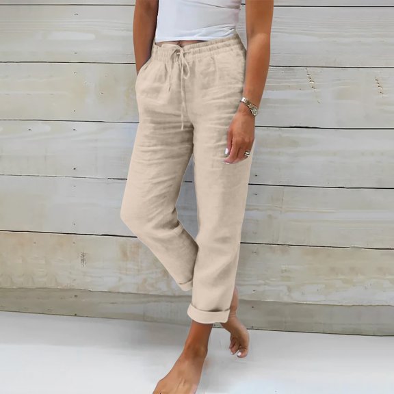 Cotton and Linen Embroidered Wide Leg Pants for Women Spring and Summer Loose High Waist Straight Casual Pants