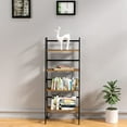 thumbnail image 2 of Gzxs Industrial Ladder Bookcase, 4-Tiers Storage Bookshelves with Metal Frame Plant Stand, Brown, 2 of 7