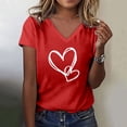 thumbnail image 2 of GBSYEWXS T-Shirts For Women V-Neck Cozy Tops Comfortable Heart Print Short Sleeve Red Tee, 2 of 4