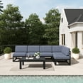thumbnail image 6 of LayinSun Large Aluminum Patio Furniture Set, 6 Pieces Modern Outdoor Conversation Set Sectional Metal Sofa Set with Olefin Cushion, 6 of 10
