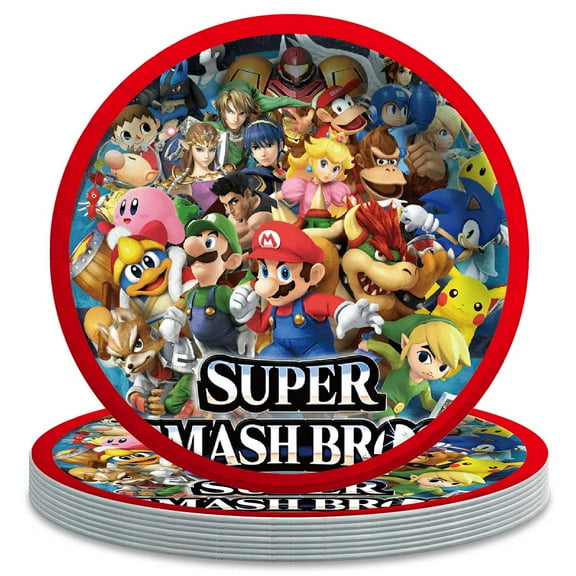super smash bros Party Decorations Tableware Plates Supplies Birthday Disposable Dinnerware