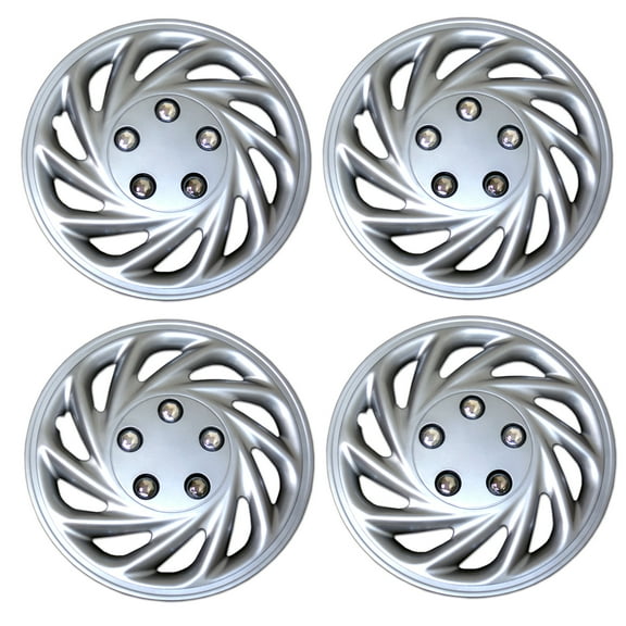TuningPros WSC3-868S15 Set of 4  Metallic Silver Hubcaps 15" - Hub Caps Wheel Skin Cover 15 inches 4 Pcs Set