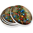 thumbnail image 3 of Christmas Tree with Balls Coasters Absorbent Moisture Non-Slip Drink Coaster Ceramic Stone with Cork Base Desktop Protection Prevent Furniture Damage 2PCS Home Decor, 3 of 6