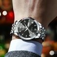thumbnail image 6 of OLEVS Watches for men Diamond Business Dress Luxury Casual Analog Quartz Stainless Steel Waterproof Luminous Date Men Wrist Watches reloj para hombre Black Dial, 6 of 14