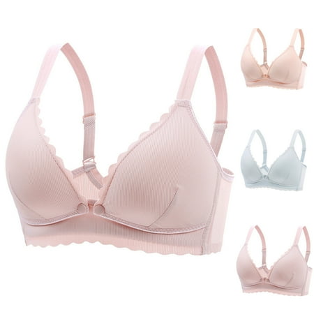 Itsame 1PC Bras for Women s Full Support Everyday Casual Bra Set Standard Straps Wireless Comfort Bralette Pink Size M
