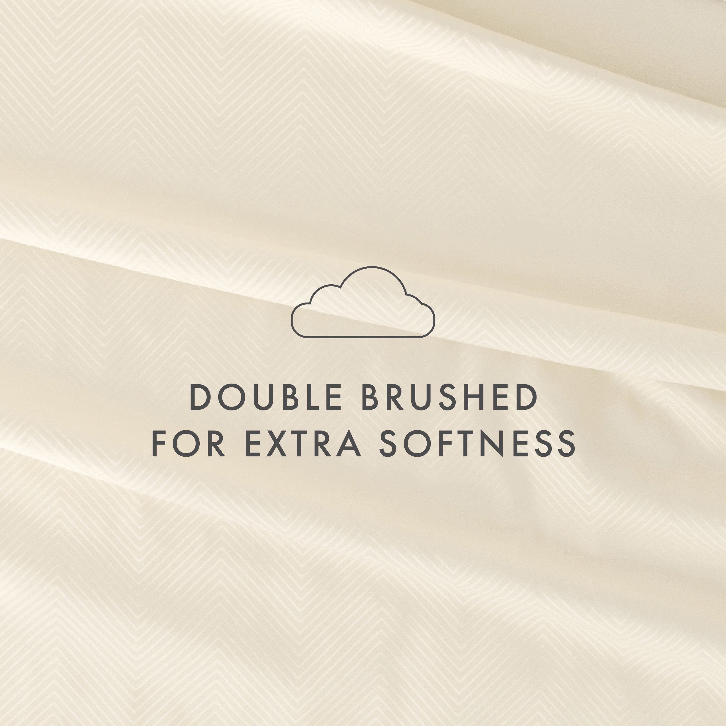 Noble Linens 4 Piece Ivory Chevron Embossed Bed Sheet Set, Queen