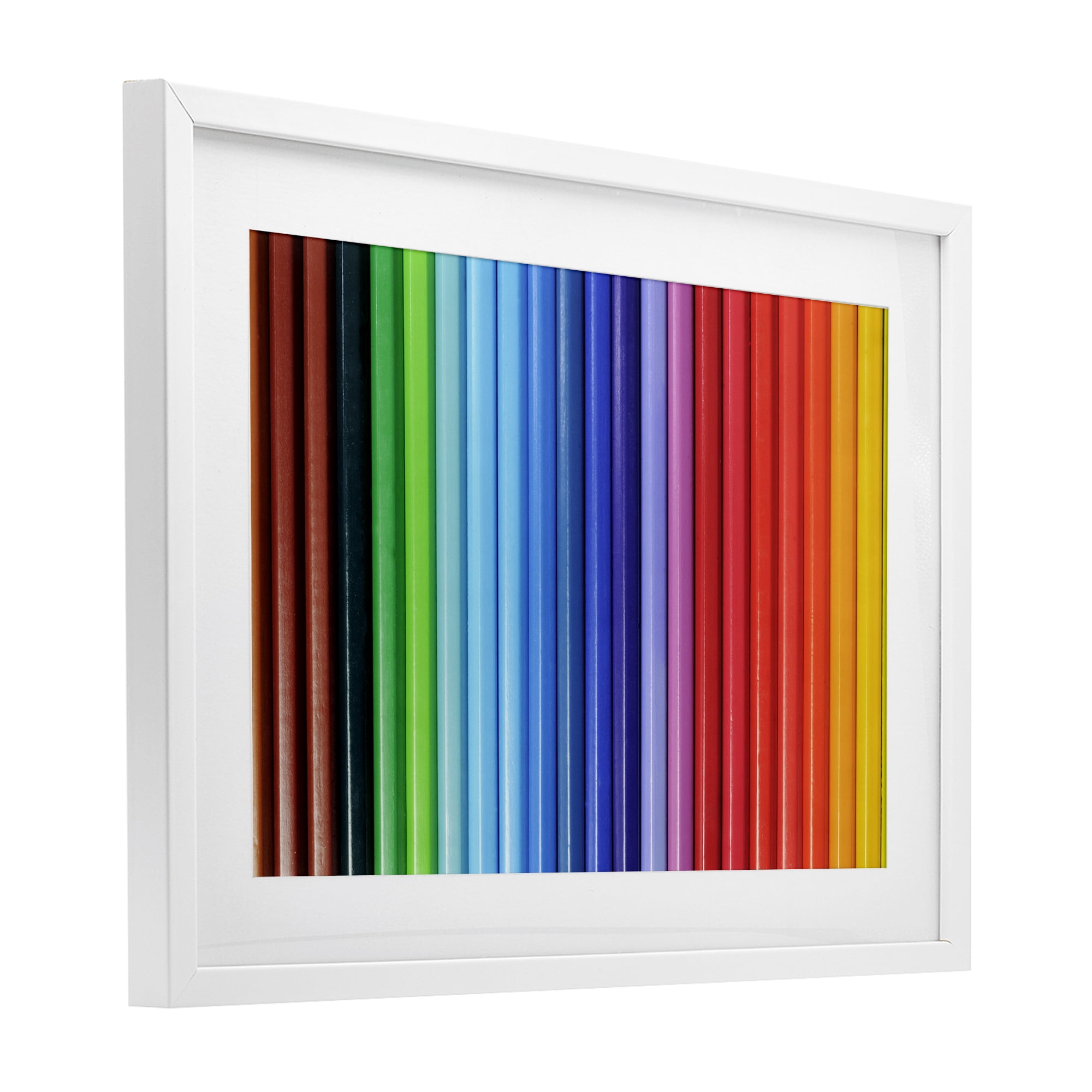 Stupell Industries Colored Pencil Lineup White Framed Print Under Glass, design by Tom Quartermaine