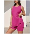 thumbnail image 5 of Summer Women Sleeveless 2 Piece Outfits Solid Color Tank Tops and Shorts Sets, 5 of 5